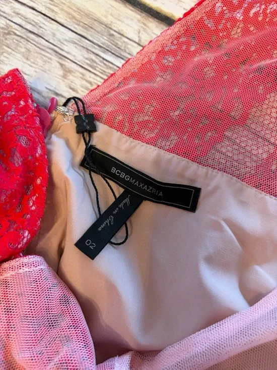 NEW BCBGMaxAzria Red Lace High-Low Tulle Skirt - Picture 12 of 12